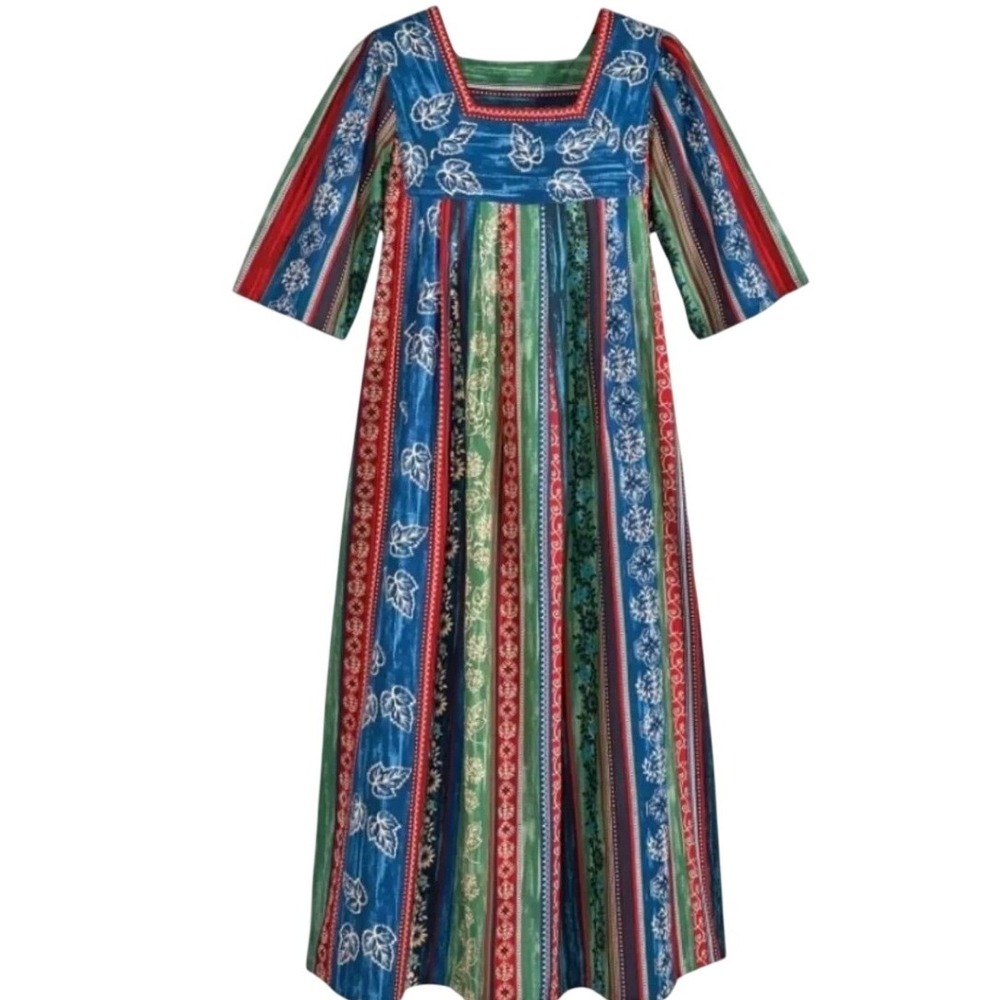 Vermont Country Store Falling Leaves Muumuu Cotton Dress Cottagecore Med Large - Picture 1 of 7